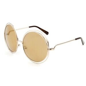 Round Sunglasses Women's Fashion Oversized Circle Sun‎ Glasses Gold Frame Mirror